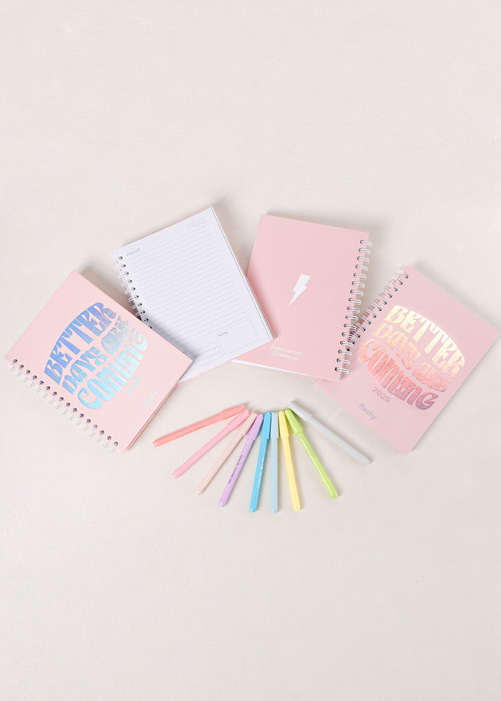 Agenda Flashy 2025 "Better Days Are Coming" color rosado para mujer - Flashy