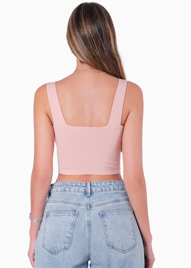 Blusa de tiras tipo corset color rosado para mujer - Flashy