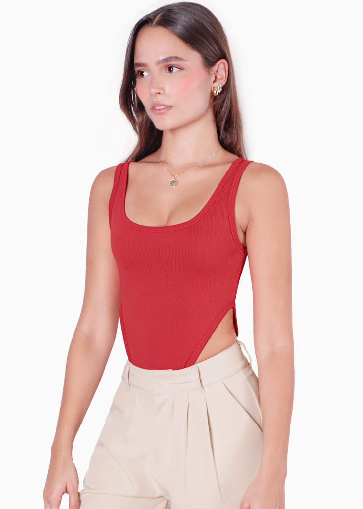 Body costillero sin mangas color rojo para mujer - Flashy