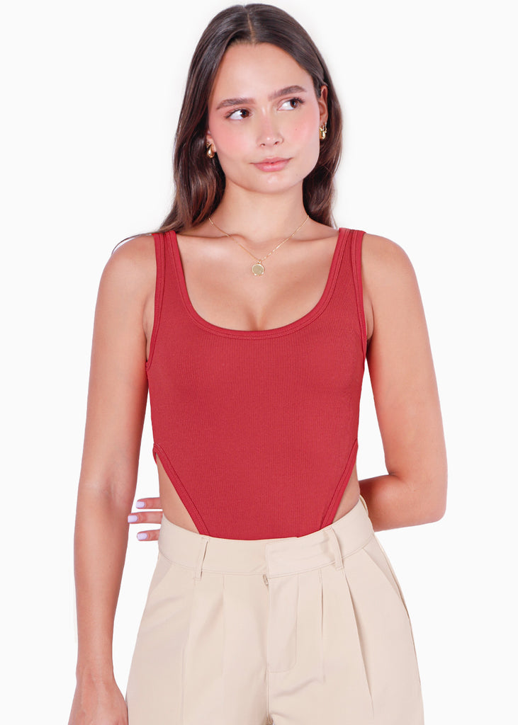 Body costillero sin mangas color rojo para mujer - Flashy