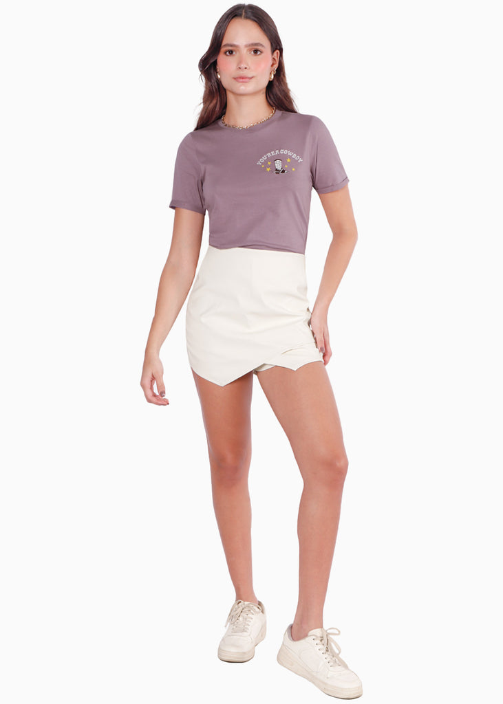 Camiseta con bordado "Your're a cowboy" color morado para mujer - Flashy