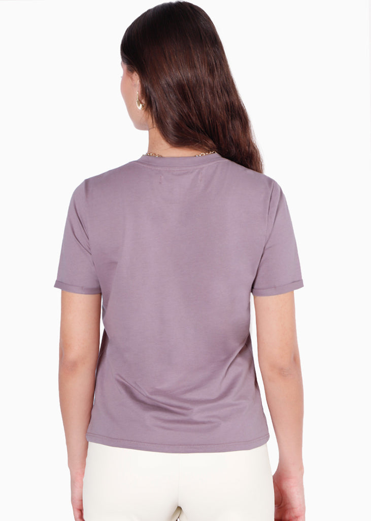 Camiseta con bordado "Your're a cowboy" color morado para mujer - Flashy