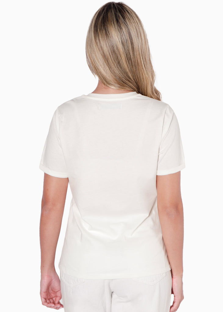 Camiseta con estampado texano color blanco, marfil para mujer - Flashy