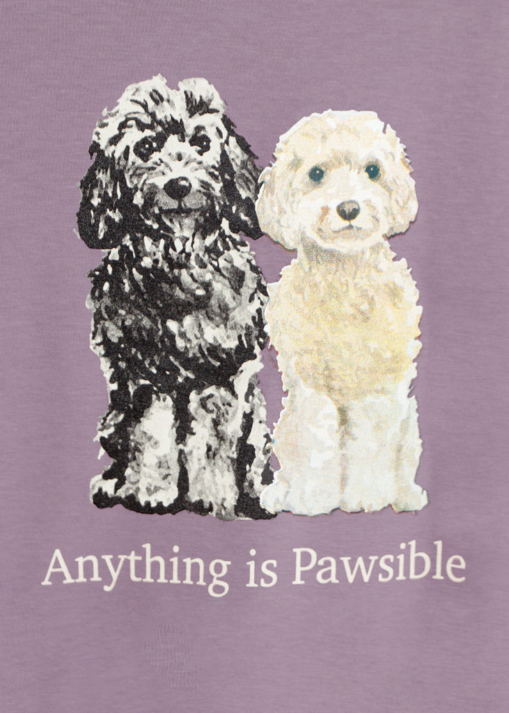 Camiseta estampada "Anything is pawsible" color morado para mujer - Flashy