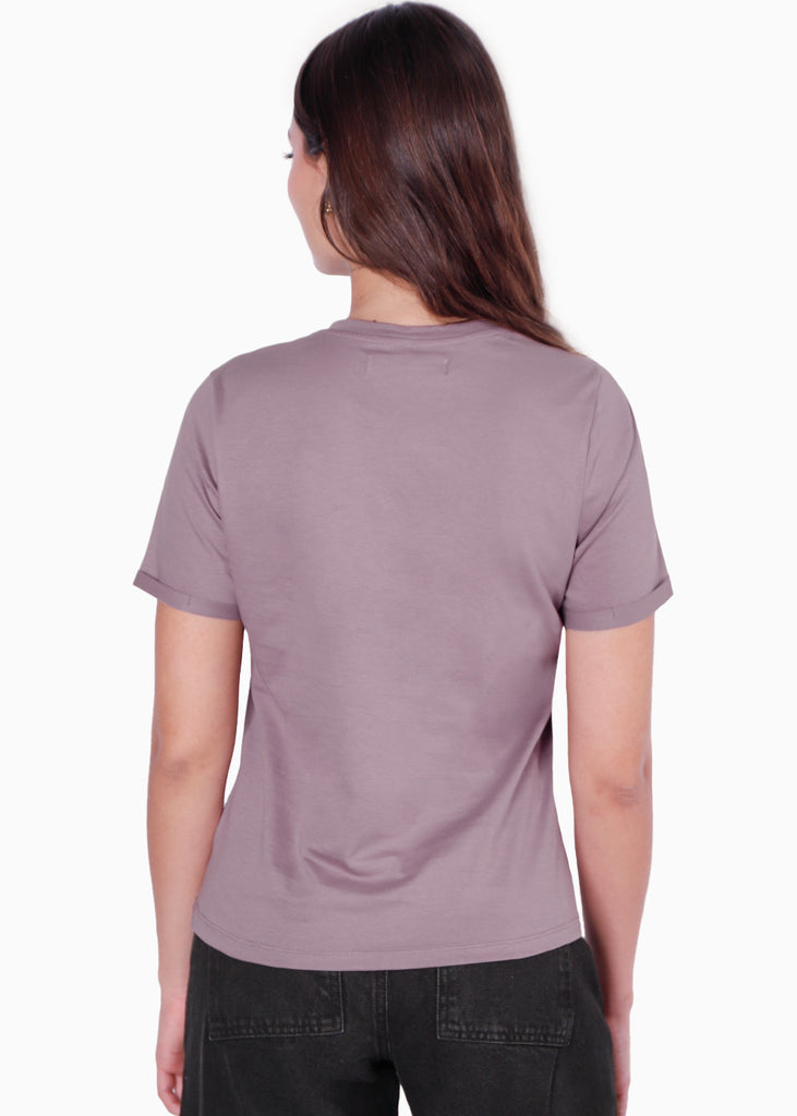 Camiseta estampada "Anything is pawsible" color morado para mujer - Flashy