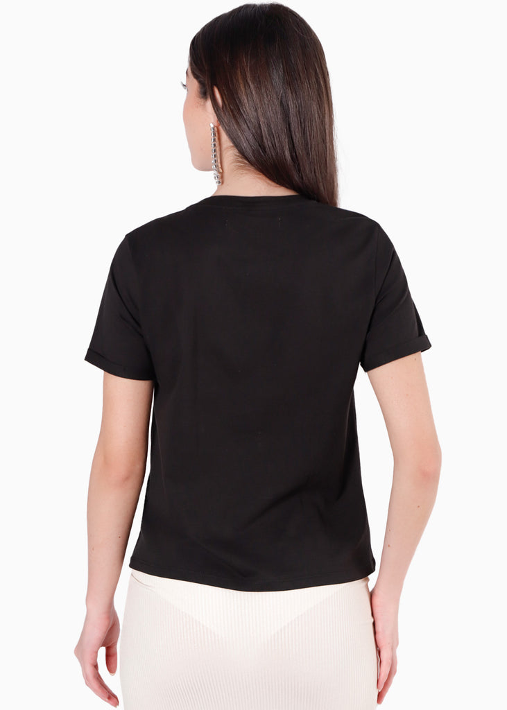 Camiseta estampada "French Riviera" con estrella en lentejuelas color negro para mujer - Flashy