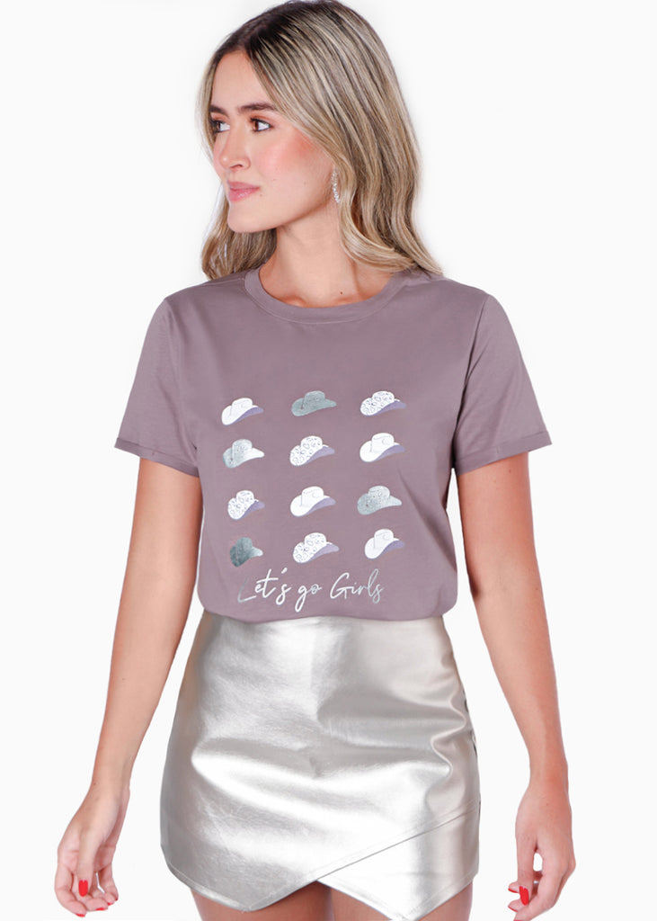 Camiseta estampada "Let´s go girls" color morado para mujer - Flashy