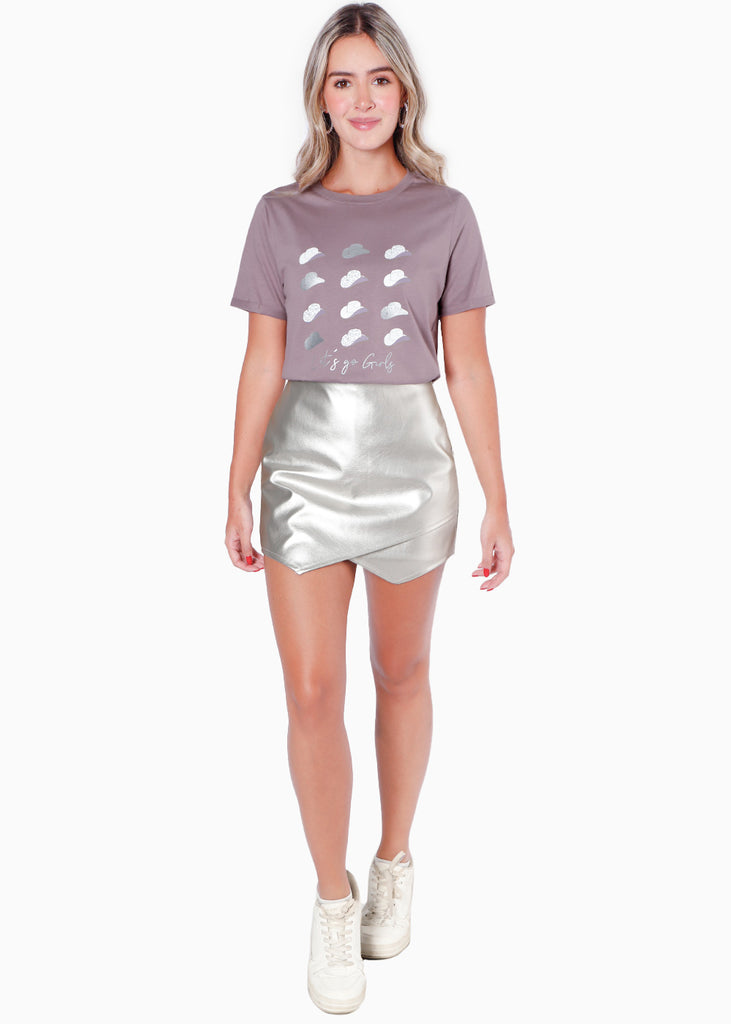 Camiseta estampada "Let´s go girls" color morado para mujer - Flashy