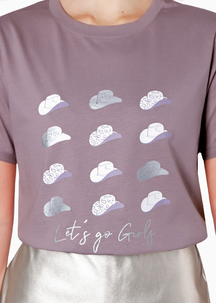 Camiseta estampada "Let´s go girls" color morado para mujer - Flashy