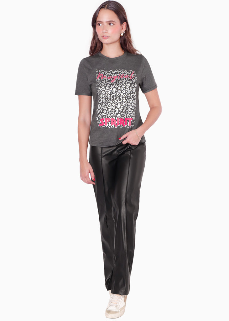 Camiseta estampada "Magical Spirit" color gris para mujer - Flashy