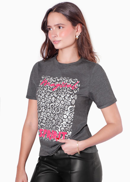 Camiseta estampada "Magical Spirit" color gris para mujer - Flashy