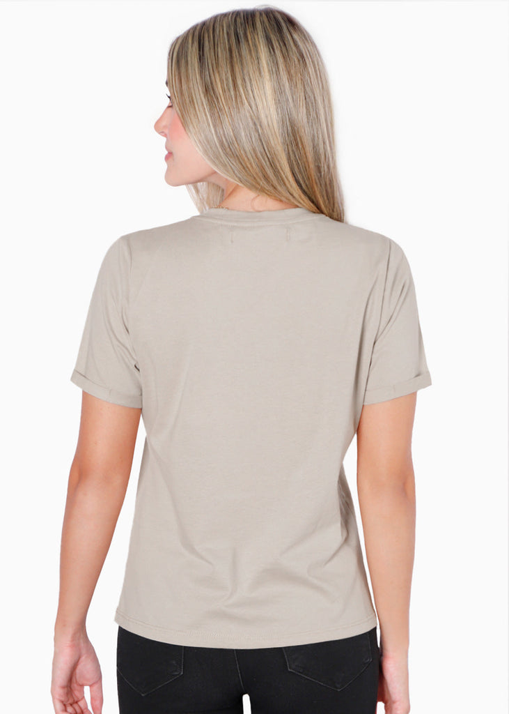 Camiseta estampada "Wild love world tour" color beige para mujer - Flashy