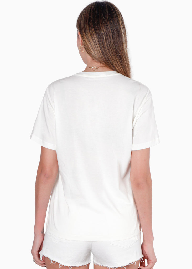 Camiseta oversized estampada "The Vacation Club" color blanco, marfil para mujer - Flashy