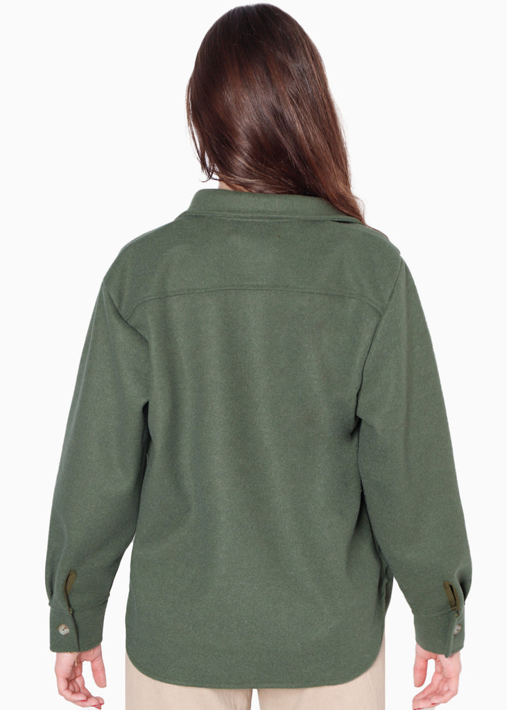 Chaqueta de paño con botones y oversized color verde para mujer - Flashy