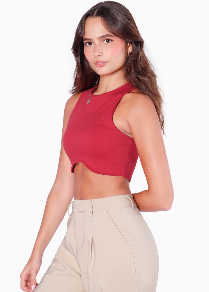 Crop top sin mangas color rojo para mujer - Flashy