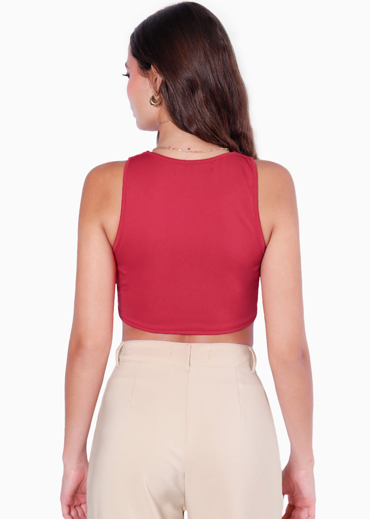 Crop top sin mangas color rojo para mujer - Flashy