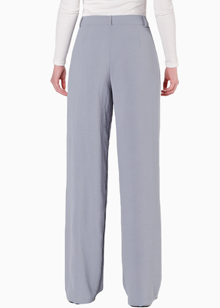 Pantalón wide leg tipo sastre color gris para mujer - Flashy